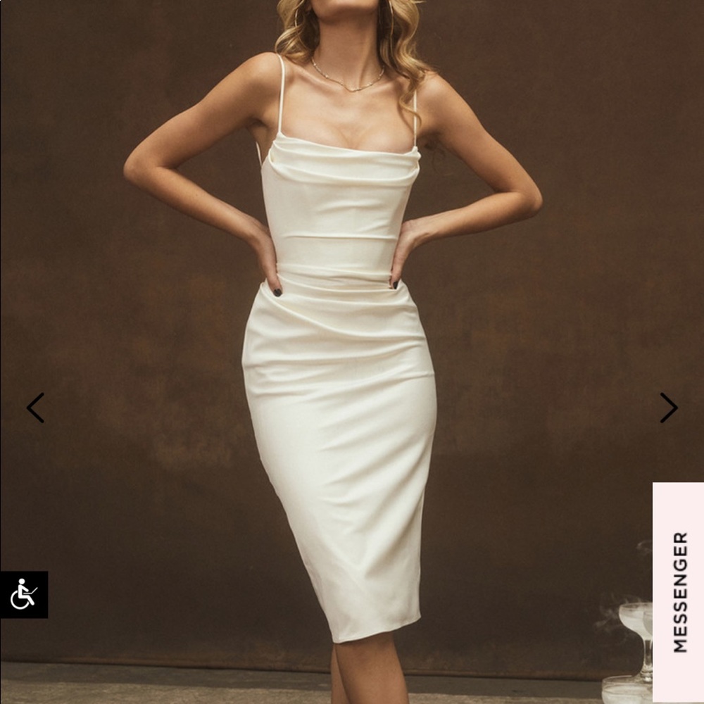 HOUSE OF CB Anja Ivory Satin Corset Dress Midi sz XS